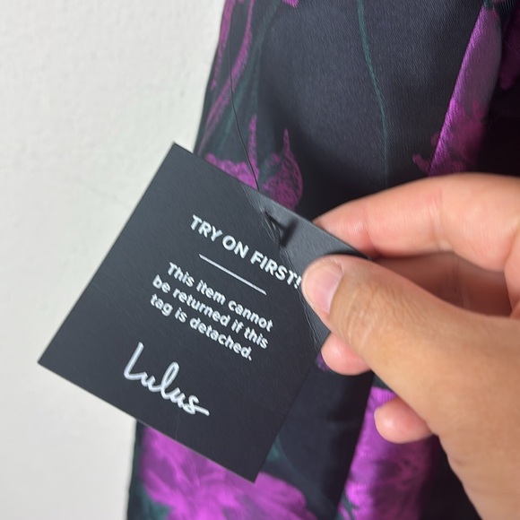 NWT Lulus Setting the Mood Black Floral Jacquard Mini Shift Dress size XS - Picture 10 of 14